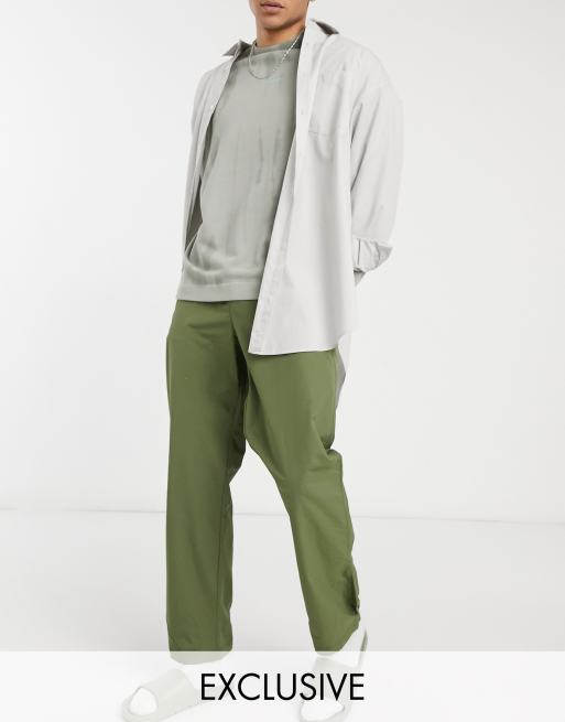 COLLUSION straight leg nylon sweatpants in khaki | ASOS