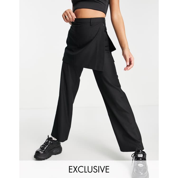 COLLUSION straight leg pants skirt in black