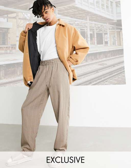 COLLUSION straight leg sweatpants in brown check