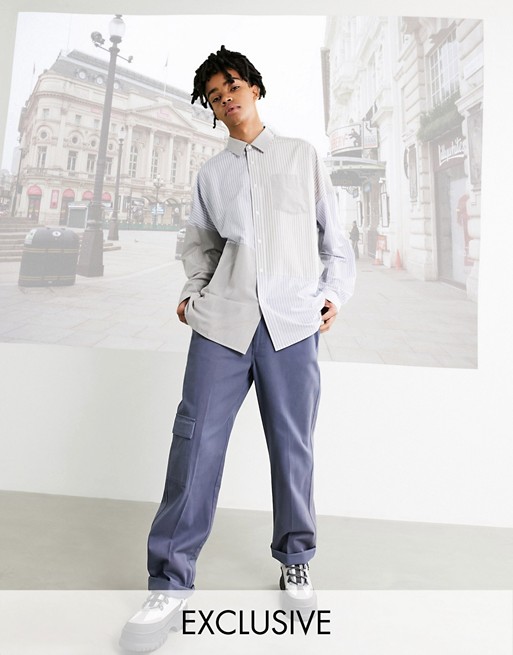 COLLUSION straight leg trousers in blue twill