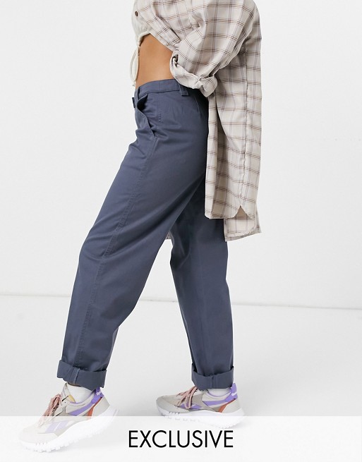 COLLUSION straight leg trousers in blue twill