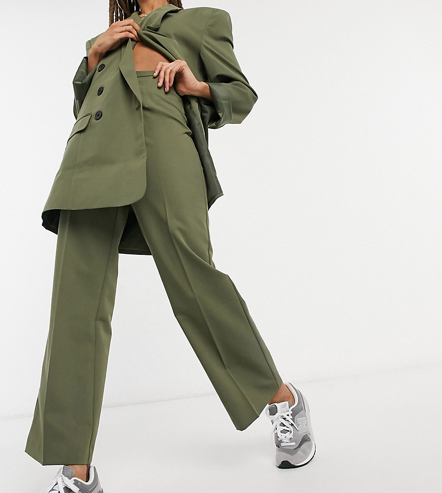 COLLUSION straight leg trousers in olive green