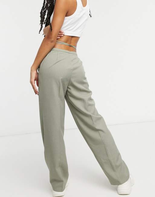 Tie Waist Straight Pants