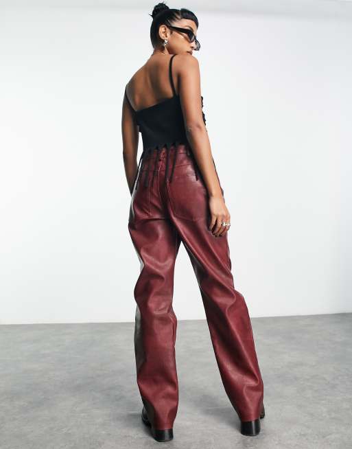 Red pleather hot sale pants