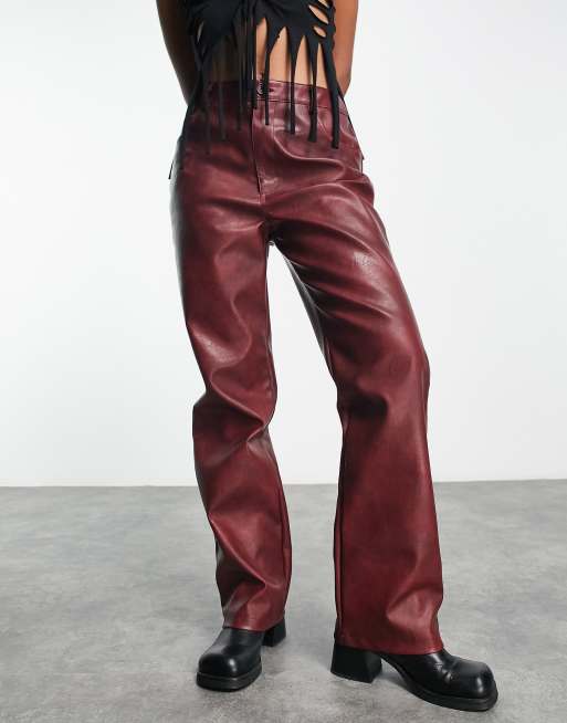 Red hot sale pu pants