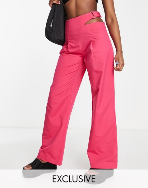 COLLUSION straight leg wrap trousers in pink - view 1