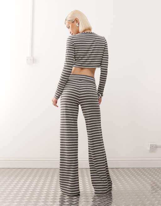 COLLUSION straight leg yoga pants in grey stripe (Part of a set), 5 of 5