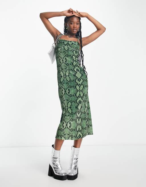 Zara green shop snake print dress