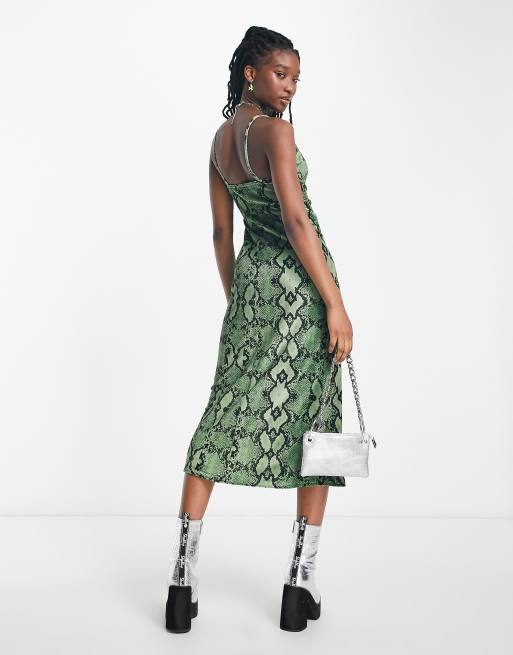 Green velvet midi dress zara sale