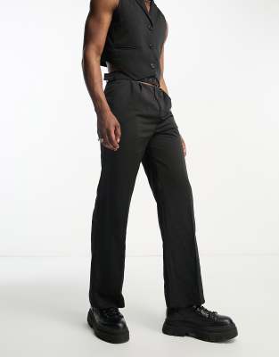 straight pants with cut out detail in black - part of a set
