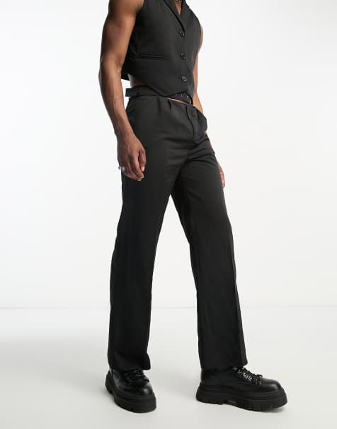 COLLUSION straight pants with cut out detail in black - part of a set - view 1