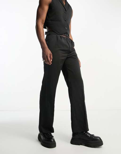 COLLUSION straight pants with cut out detail in black - part of a set 