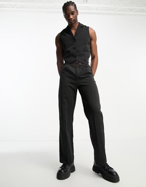 COLLUSION straight pants with cut out detail in black - part of a set 