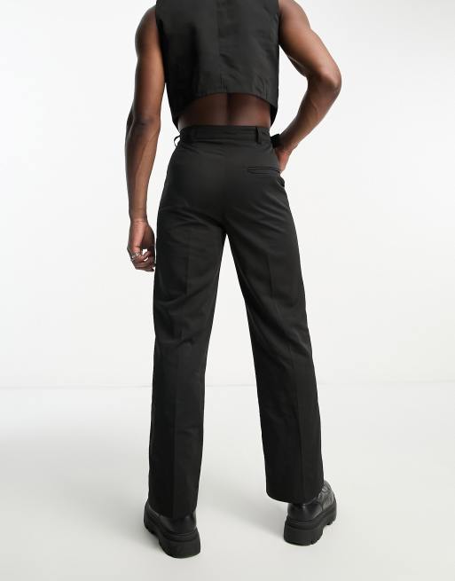 COLLUSION straight pants with cut out detail in black - part of a set 