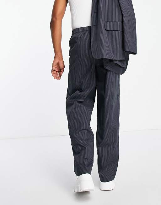 COLLUSION straight pinstripe pants in navy -set , 2 of 4