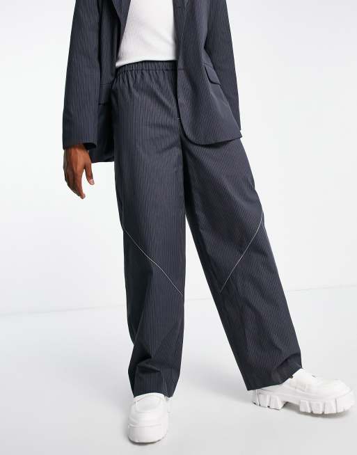 COLLUSION straight pinstripe trousers in navy co-ord , 4 of 4