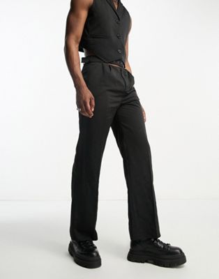COLLUSION straight trousers with cut out detail in black co-ord