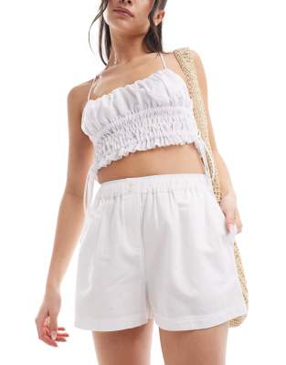 COLLUSION - Strand-Boxershorts aus Webstoff in Weiß