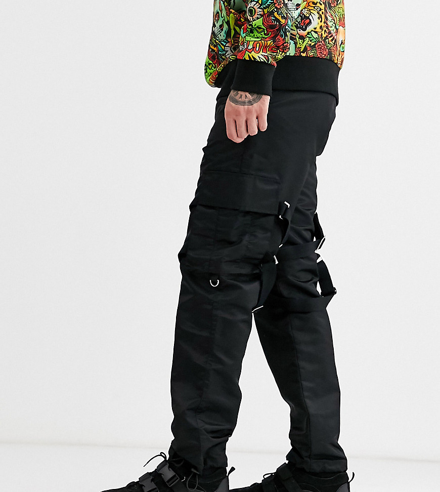 COLLUSION strap and zip detail trousers-Black