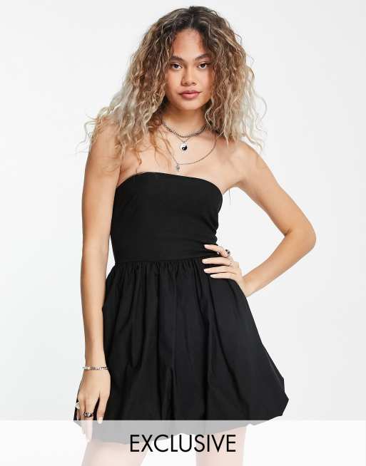 COLLUSION strapless puffball mini dress black | ASOS