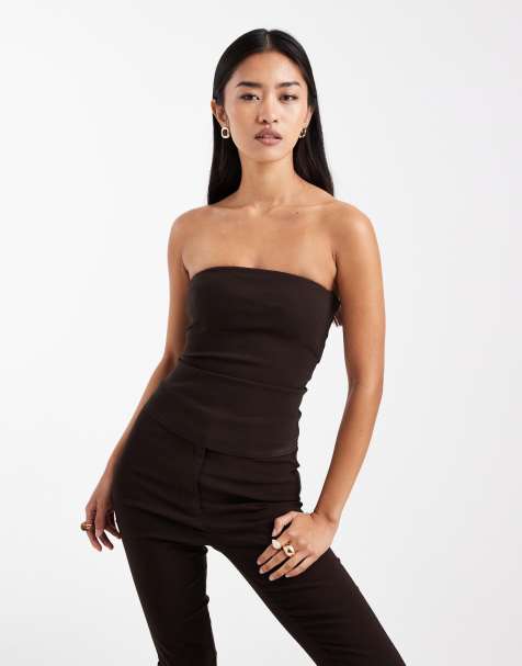 COLLUSION strapless top in dark chocolate - part of a set - view 1