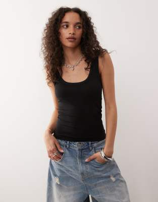 Collusion Strappy Square Neck Cami Top In Black