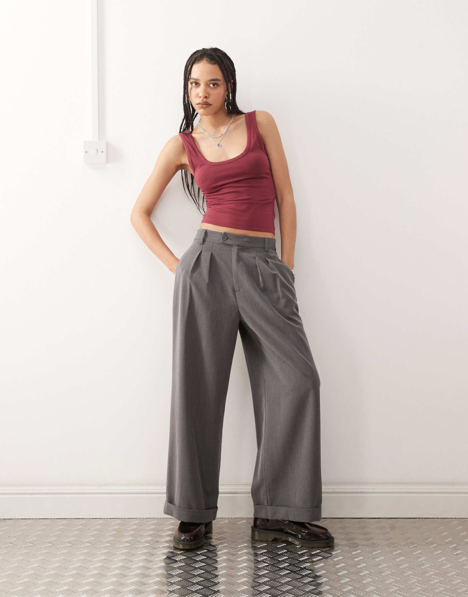 collusion strappy square neck cami top in cherry red