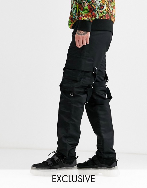 COLLUSION strap and zip detail trousers