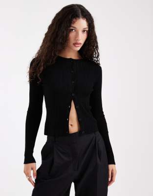 COLLUSION - Strickjacke aus Feinstrick in Schwarz-Keine Farbe