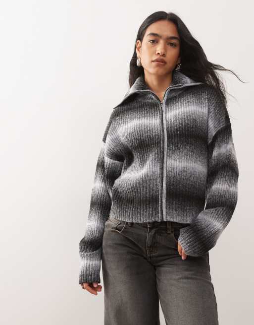 COLLUSION – Strickjacke mit durchgehendem Reißverschluss und Streifen, 4 von 4