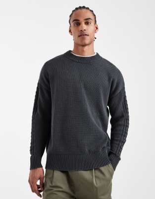 COLLUSION - Strickpullover in Grau mit Rundhalsausschnitt