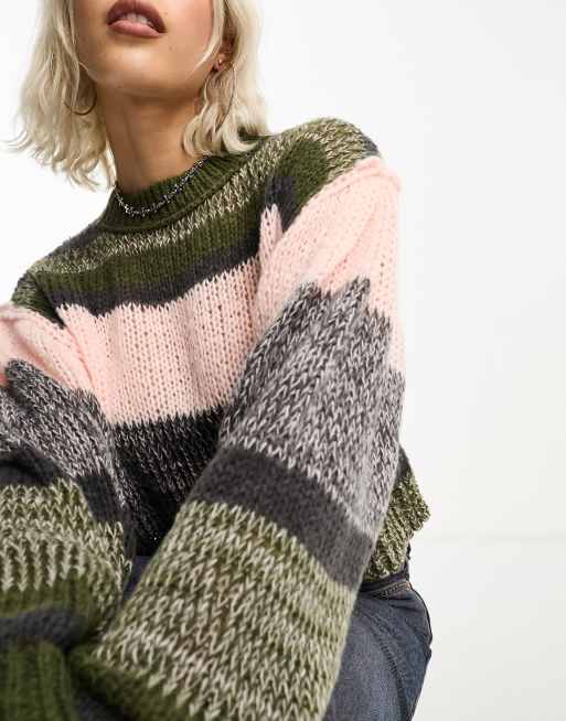 COLLUSION – Strickpullover mit mehrfarbigen Streifen und Rundhalsausschnitt, 4 von 4