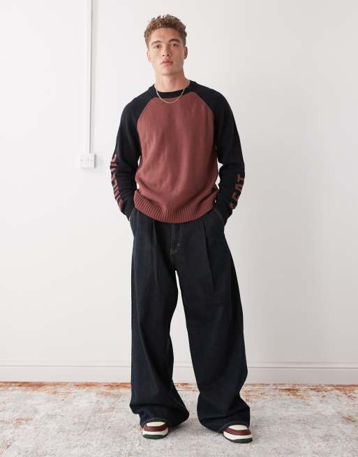 COLLUSION Knitted sweater with athletic print