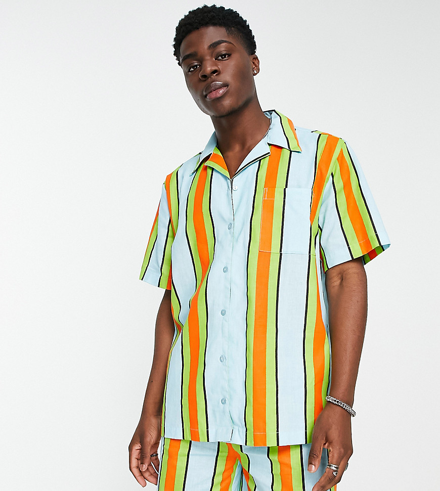 COLLUSION stripe beach shirt co ord in multi