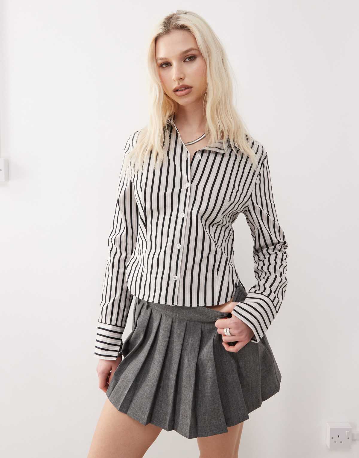 COLLUSION stripe fitted shirt