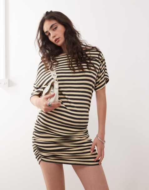 COLLUSION stripe mini dress in yellow - view 1
