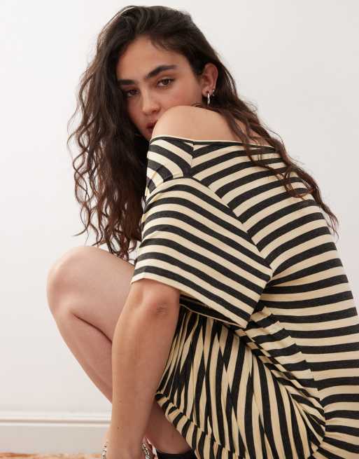 COLLUSION stripe mini dress in yellow