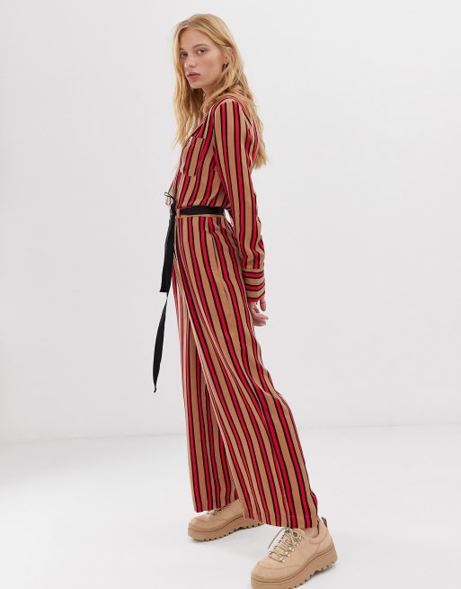 Striped wrap hot sale jumpsuit