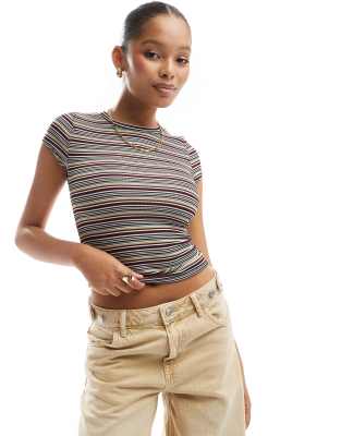 Collusion Striped Baby Tee In Multi