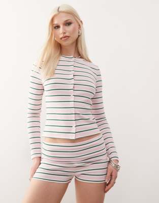 Collusion Striped Fold Over Micro Shorts In Multi