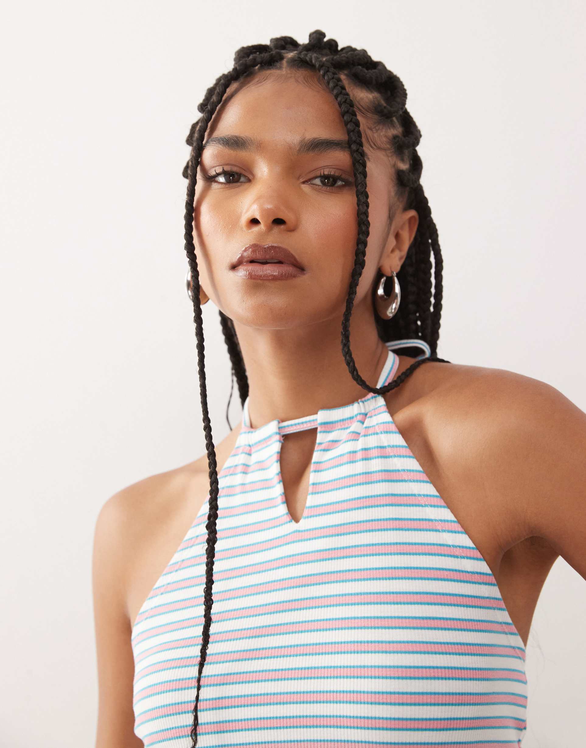 collusion striped halter top in pink