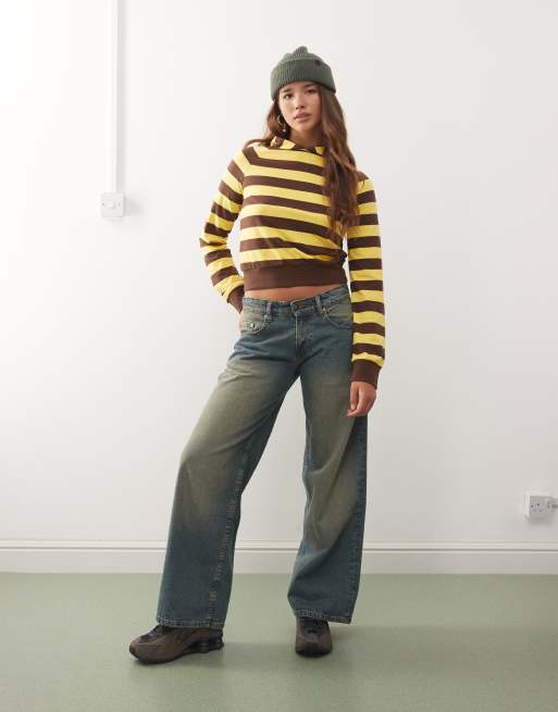 COLLUSION striped hoodie in black and yellow