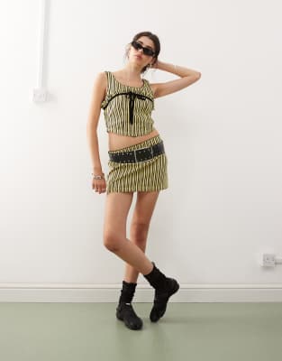 COLLUSION striped mini skirt co-ord in yellow stripe
