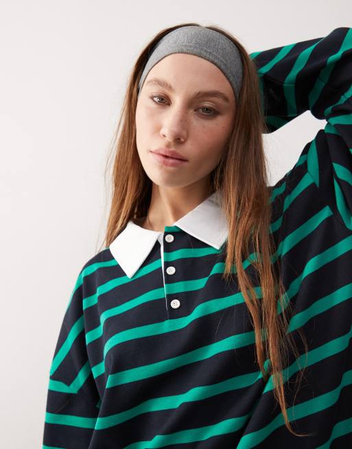 COLLUSION striped rugby dress in green | ASOS