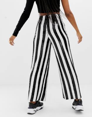stripe sequin pants
