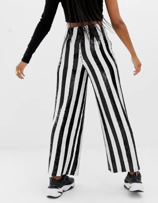 sequin striped pants