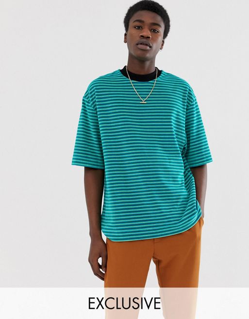 COLLUSION striped t-shirt in towel fabric in blue | ASOS