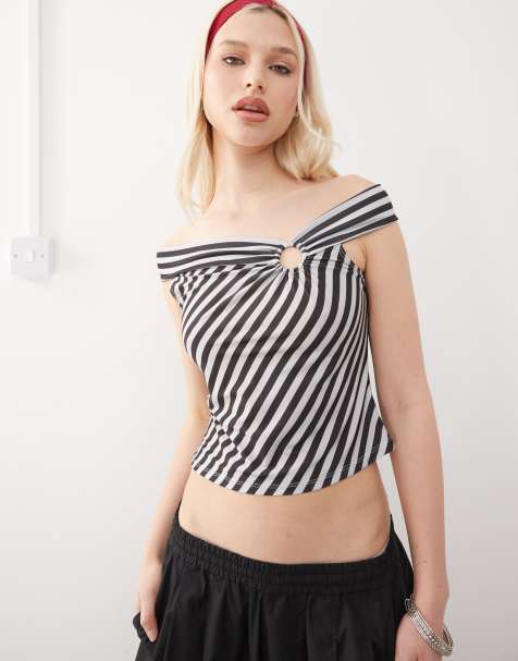 COLLUSION striped top with ring detail - view 1