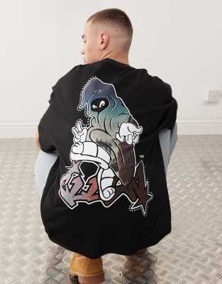 Collusion Studded Premium Graphic Skate T-shirt In Black