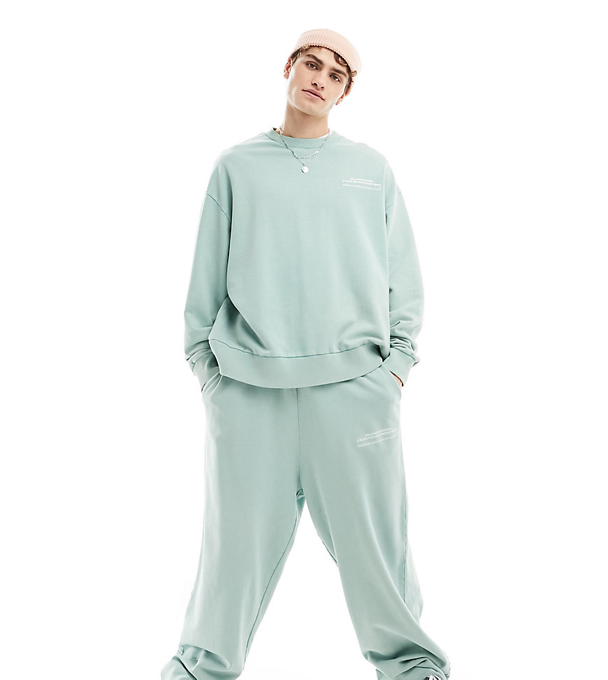 COLLUSION STUDIOS joggers in teal wash co-ord-Blue